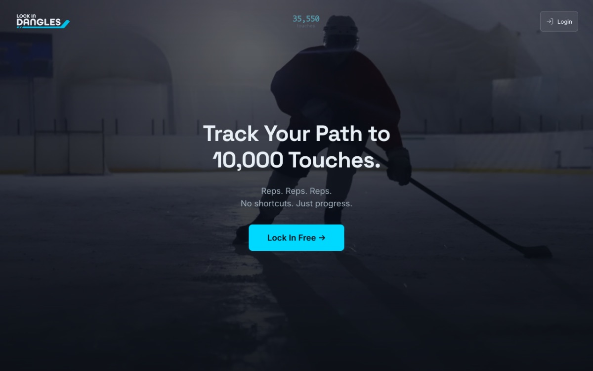 lockindangles.com landing page: Track Your Path to 10,000 Touches